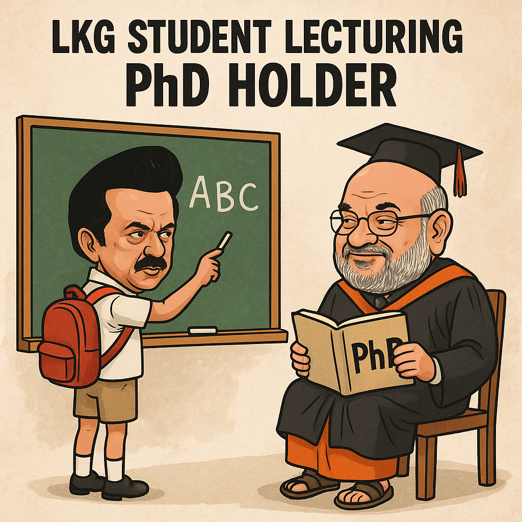 MK Stalin's LKG Student Lecturing PhD Holder Charge, Amit Shah's Counter